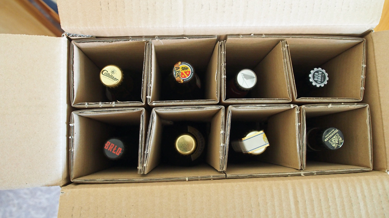 Bierselect-Karton mit acht Flaschen.